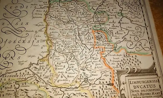 MAPA ANTIGUO: LIMBURGENSIS DUCATUS NOVA DESCRIPTIO Auct. Aegidio Mart..