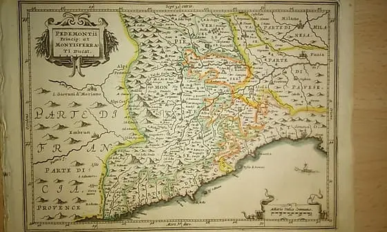 MAPA ANTIGUO: PEDEMONTII PRINCIP: ET MONTISFERRATI DUCAT.