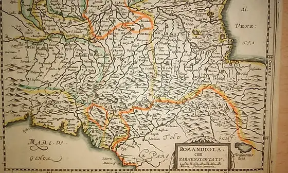 MAPA ANTIGUO: ROMANDIOLA CUM PARMENSI, DUCATU