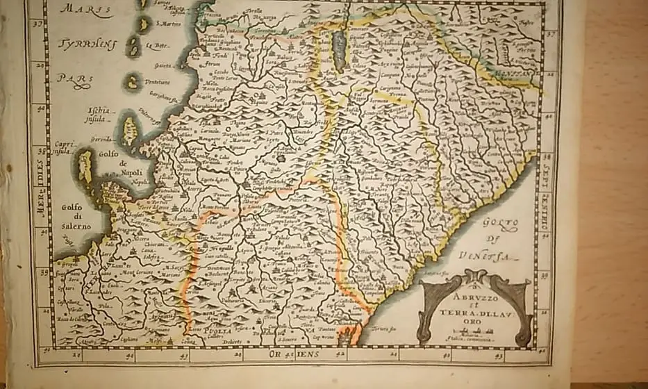MAPA ANTIGUO: ABRUZZO ET TERRA DI LAVORO