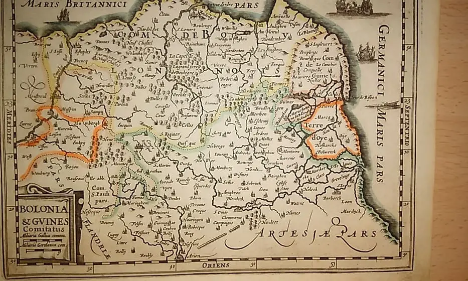 MAPA ANTIGUO: BOLONIA & GUINES COMITATUS