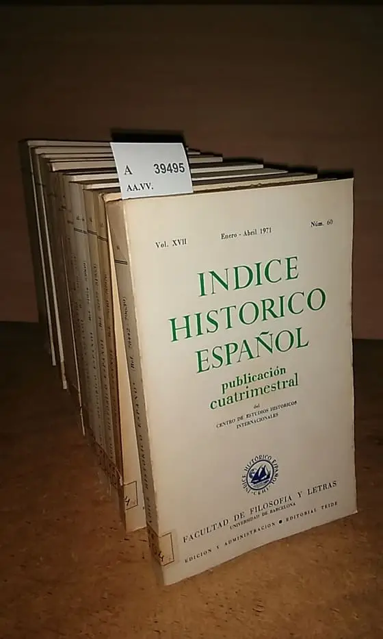 Revista: INDICE HISTORICO ESPAÑOL (LOTE DE 17 REVISTAS. NÚMEROS 60 A 83. AÑOS 1971-1983)