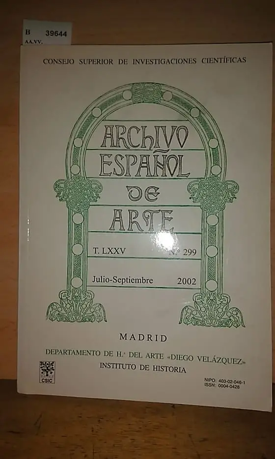 Revista: ARCHIVO ESPAÑOL DE ARTE T.LXXV. Nº299. JULIO-SEPTIEMBRE 2002