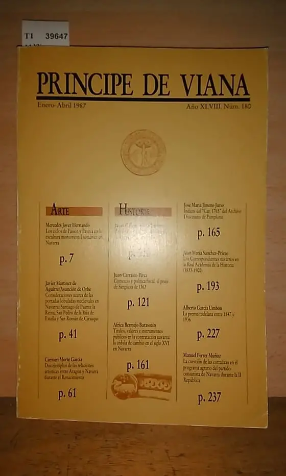 Revista: PRINCIPE DE VIANA. NUMERO 180. enero-abril 1987