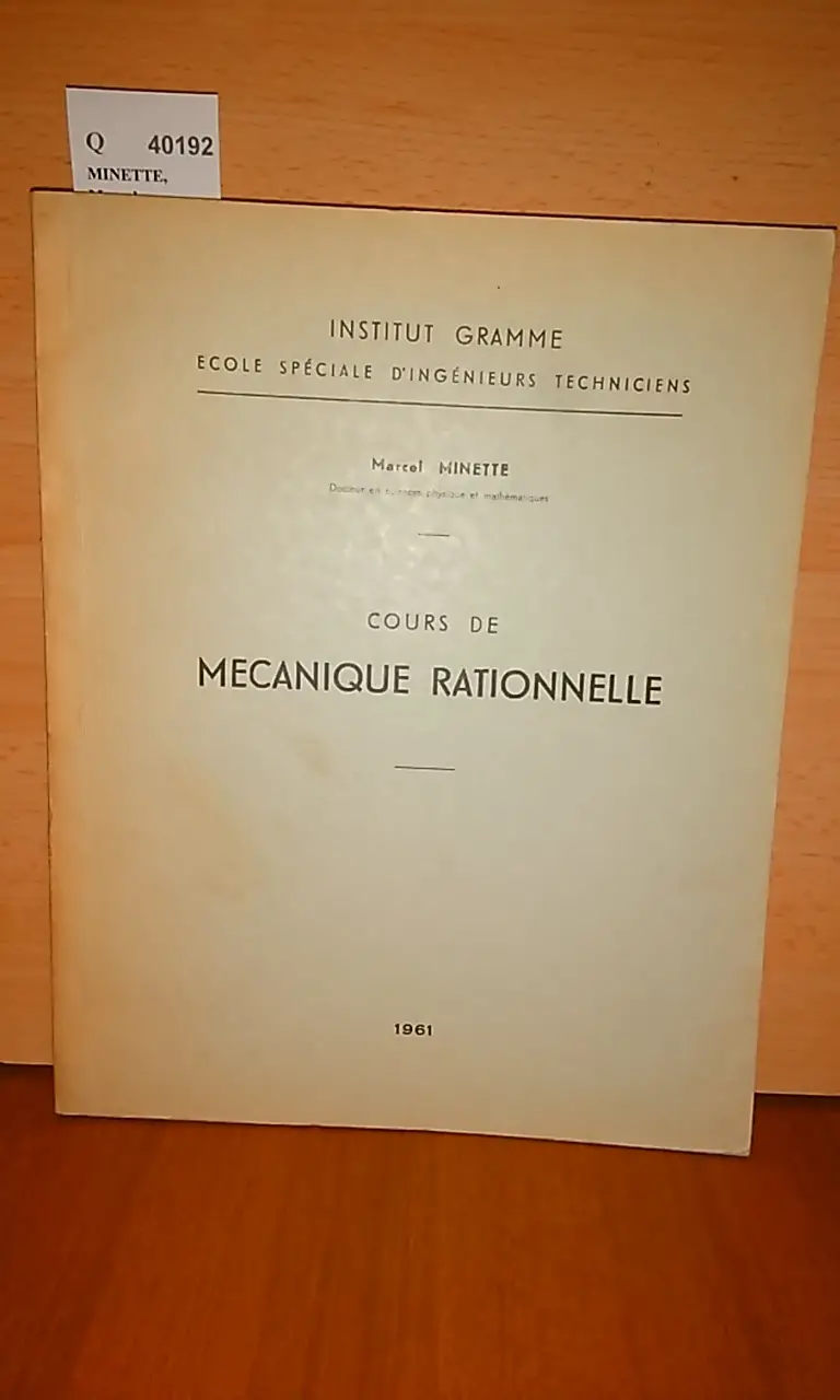 COURS DE MECANIQUE RATIONNELLE