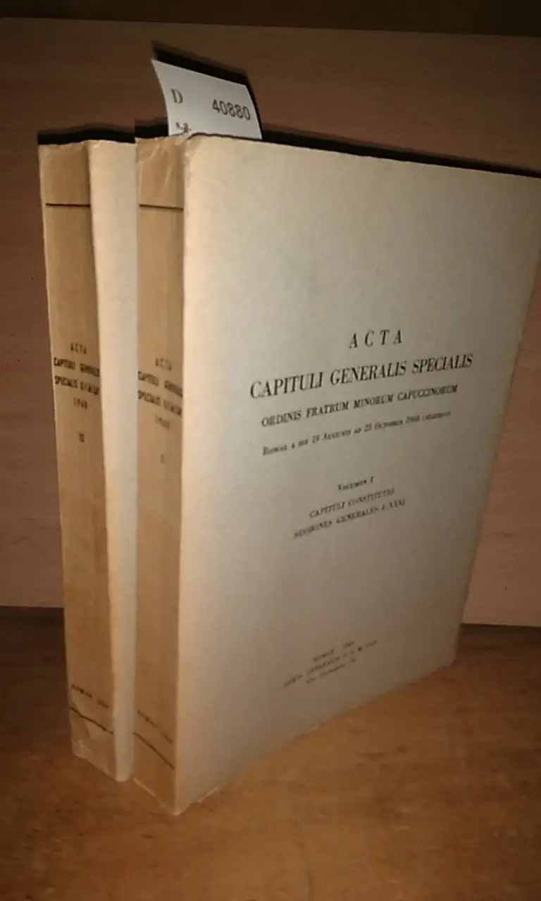 ACTA CAPITULO GENERALIS SPECIALIS ORDINIS FRATRUM MINORUM CAPUCCINORUM (2 VOLUMENES)