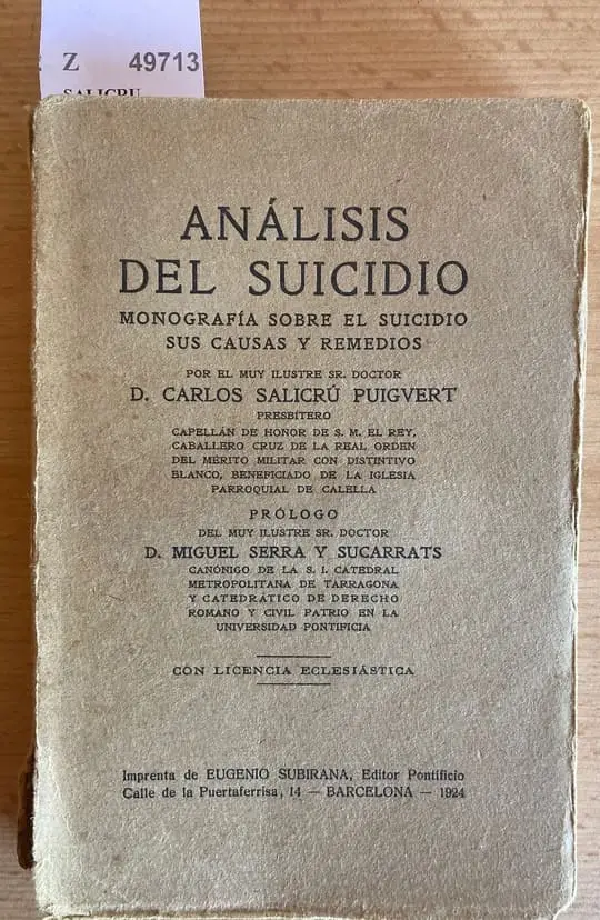 ANALISIS DEL SUICIDIO. MONOGRAFIAS SOBRE EL SUICIDIO, SUS CAUSAS Y REMEDIOS