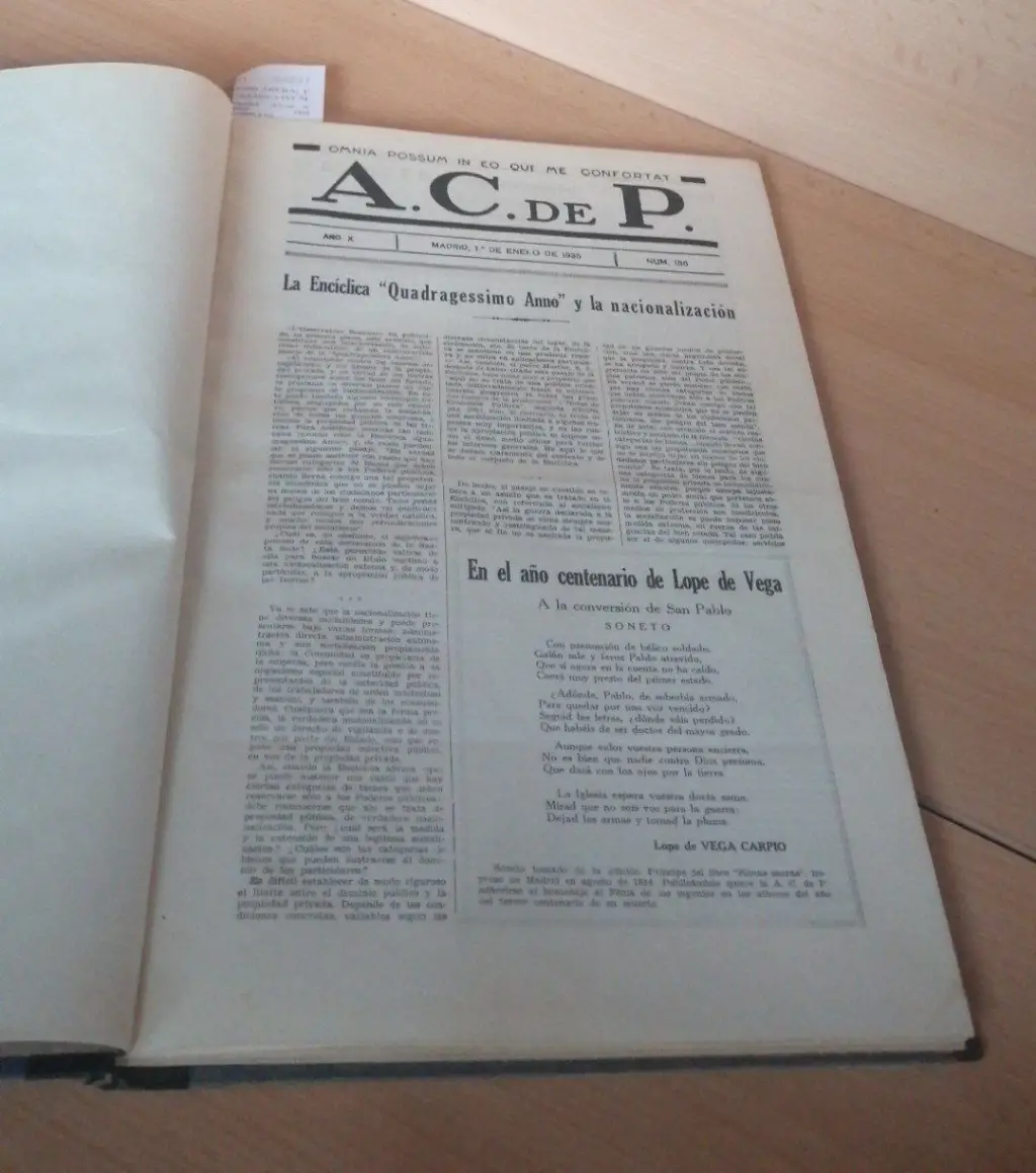 Revista: A.C.de P. AÑO 1935 COMPLETO.