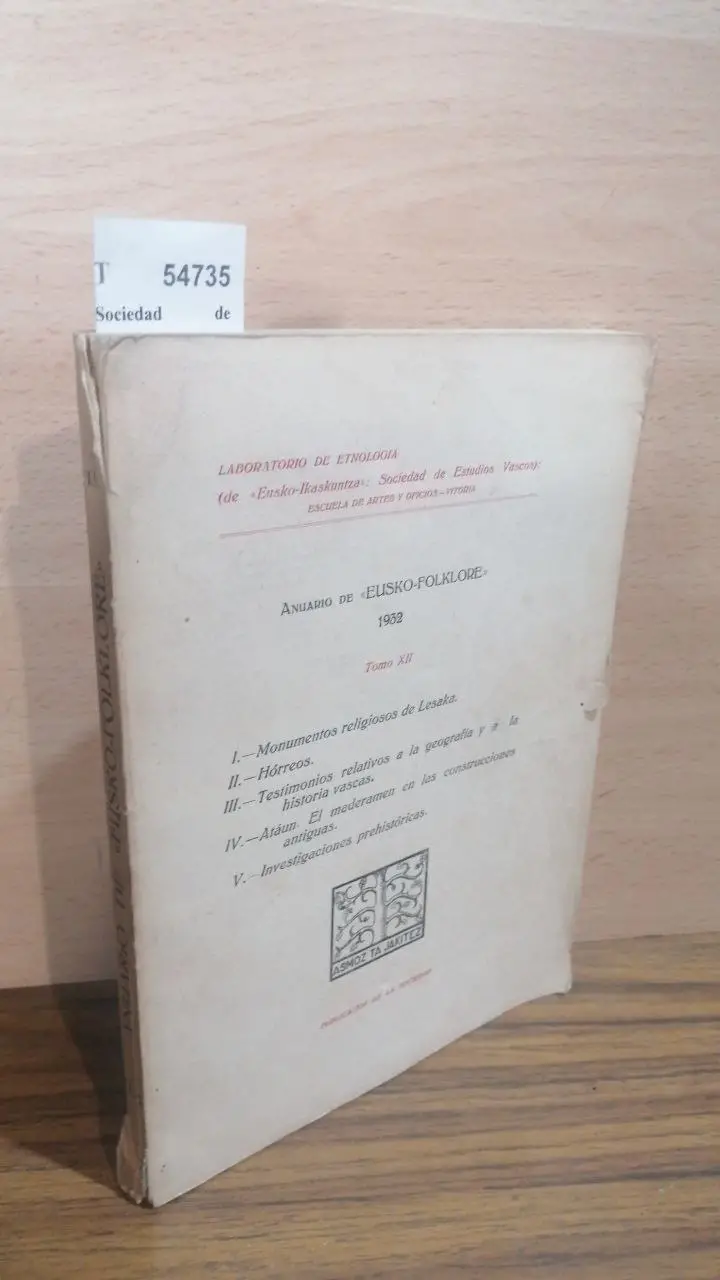 ANUARIO DE EUSKO-FOLKLORE 1932. TOMO XII.